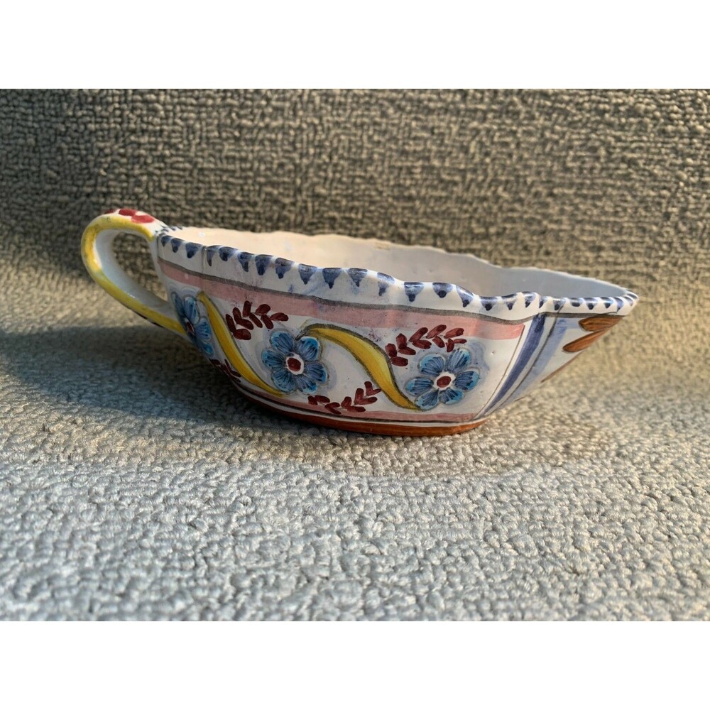 Hand Painted Creamer Made In Portugal 5.5" Long Floral Design